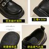 Лоферы женские черные французские туфли на платформе одинарные британские универсальные маленькие кожаные туфли с одной педалью