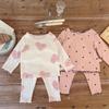 Polka Dot Korean Style Pajamas - Spring & Autumn Girls' Two-Piece Home Suit for Kids