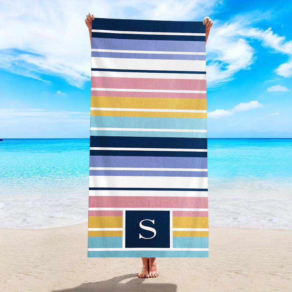 Ultra-Absorbent Striped Beach & Bath Towel - Thick, Soft, Microfiber