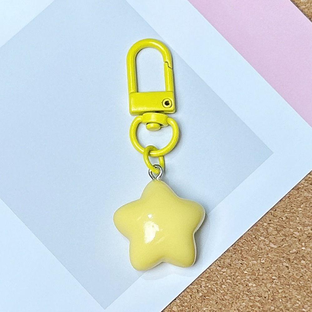 5pcs Resin Chubby Star Keychain noctilucent Backpack Pendant Friendship Stars Keychain Girls Gifts