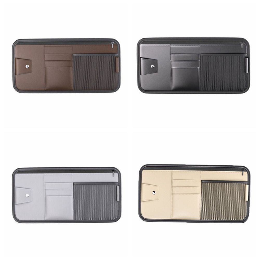 Large Capacity Car Sun Visor Organizer Solid Color Cards Holder Sunglasses Clip  Car Interior
