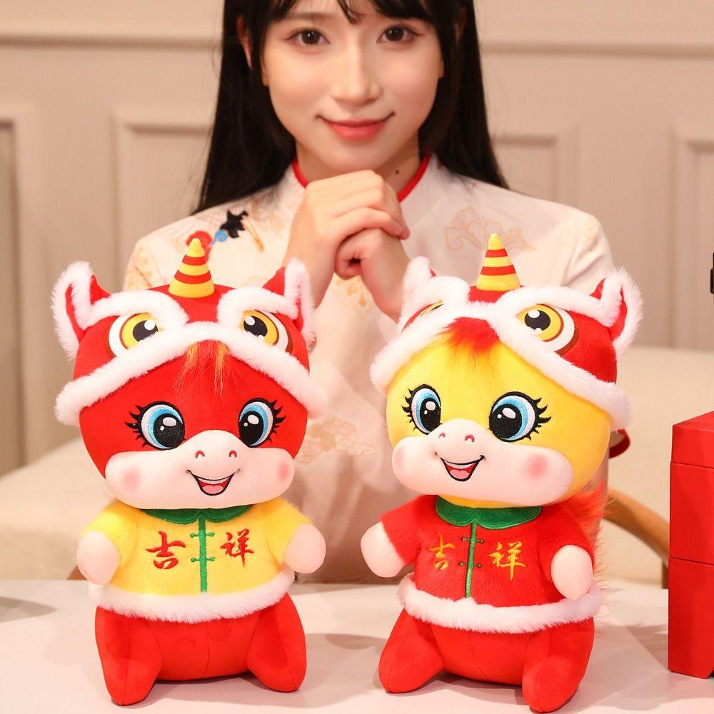 Chinese Style New Year Mascot Cute Lucky Pony Toy Funny Horse Stuffed Doll Spring Festival