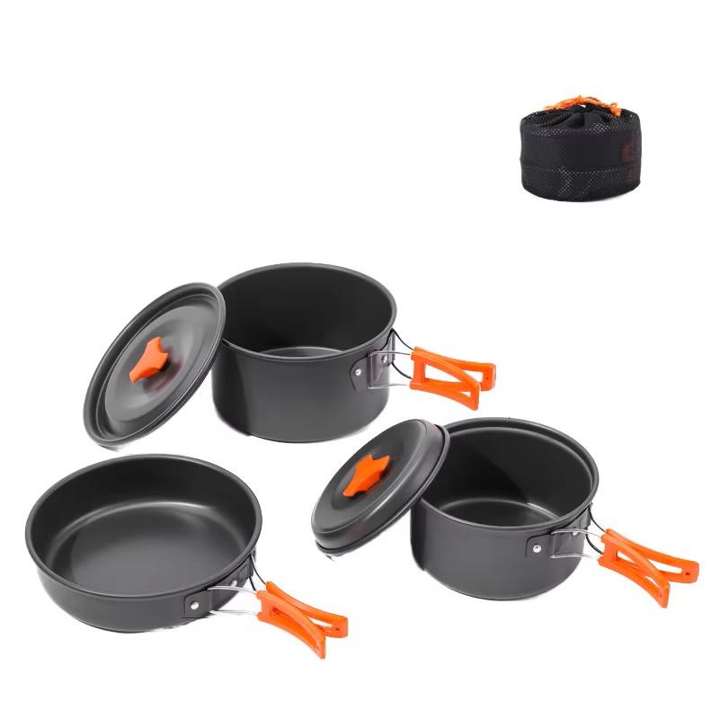 Custom High Quality Camping Supplies for 2/3 Persons Metal Aluminum Portable Outdoor Camping Cookware Kettle Pot Set 4-5L