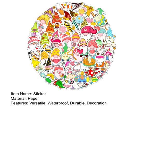 50 шт., водонепроницаемая самоклеящаяся наклейка с гномом, прозрачная печать, наклейка с мультяшным гномом для ноутбуков, скейтбордов, бутылки