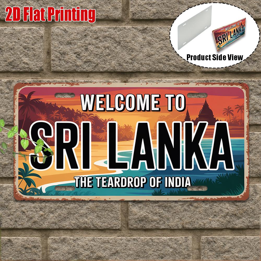 D Flat pc Vintage Metal Sign Welcome to Sri Lanka The Teardrop of India Decor Tropical Island Vibes Travel Lover Gift