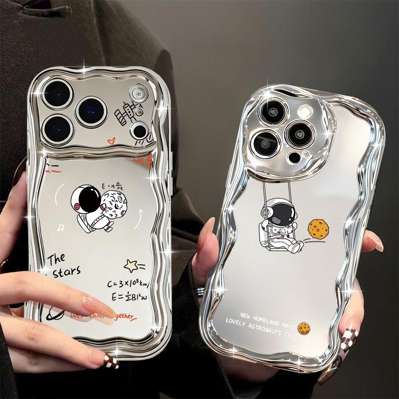 Милый Чехол-Астронавт с Луной для Телефона iPhone 17 Pro Max Air 16e 16 15 14 13 Pro Max 12 11 Ударопрочный Роскошный Покрытие Мягкий ТПУ Чехол