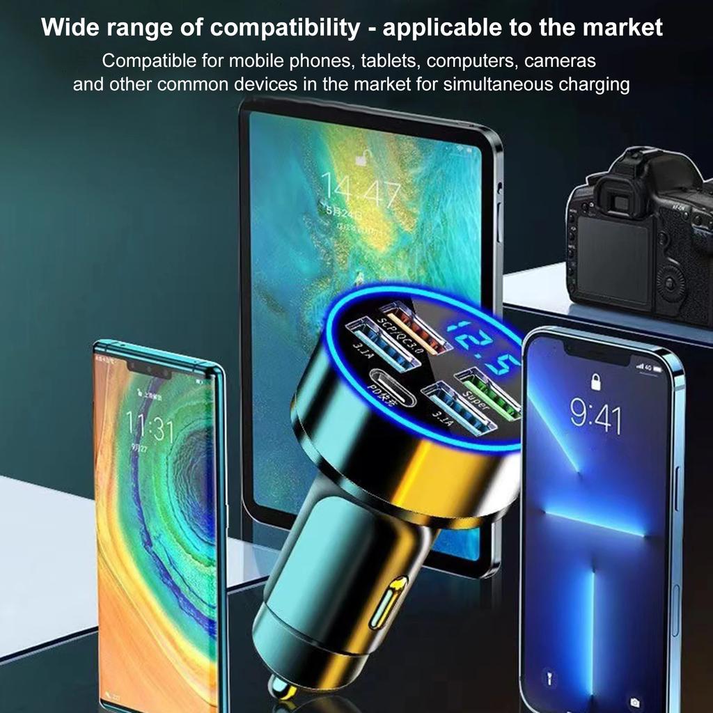 4 порта USB 250 Вт адаптер для быстрой зарядки автомобильное зарядное устройство прикуриватель Type C PD для iPhone Huawei Xiaomi Samsung автомобильное зарядное устройство для телефона