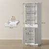 Kitchen Cabinet Buffet Cabinet with Adjustable Shelf Drawer 2 Cabinet Tall Cabinet with Glass Door 60 x 35 x 180 cm White