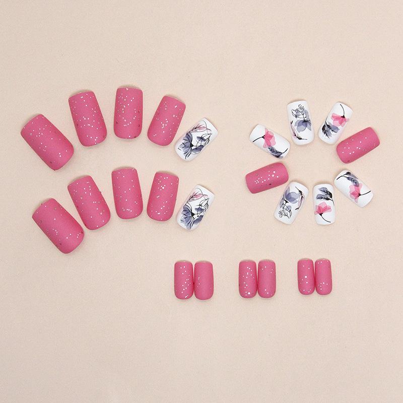 Medium and Long European Square Frosted Lotus Glitter Nail Art ins Style Solid Color Versatile Wearing Nail Nails