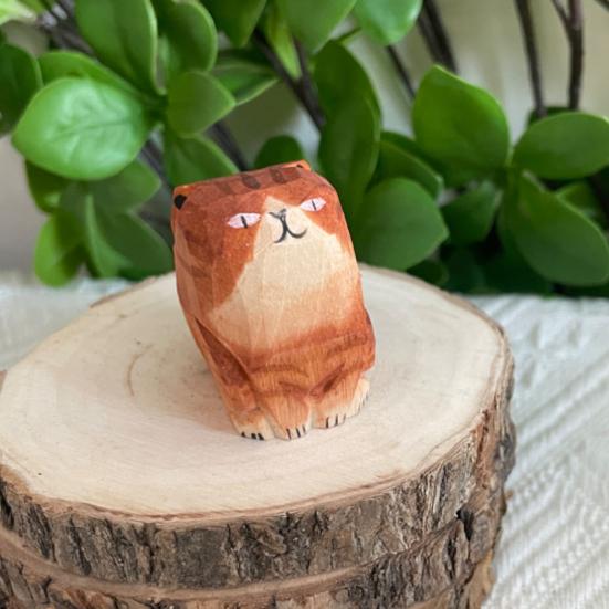 Деревянная резная фигурка собаки кошки, ручная резьба по дереву, небольшая статуэтка животного, скульптура для домашнего офиса, рабочего стола