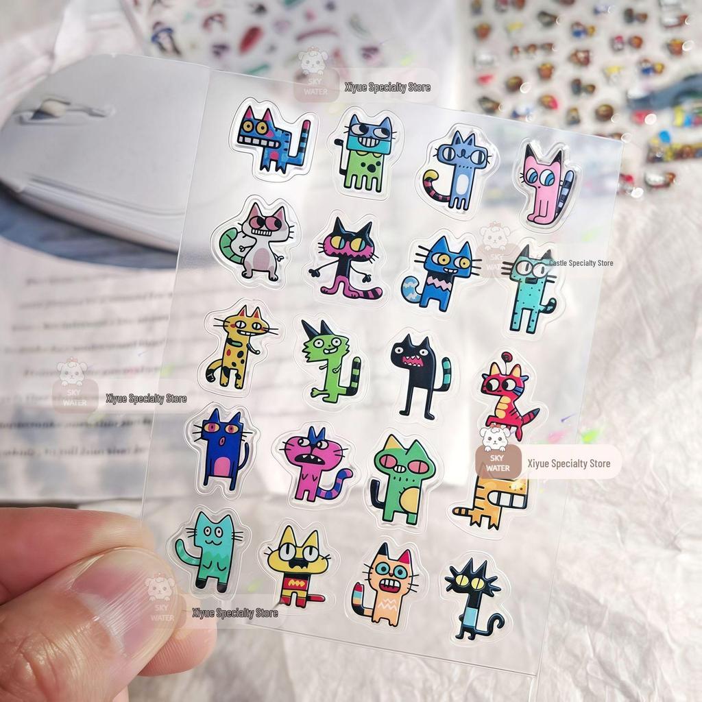 Абстрактные смешные котики желе 3D наклейки для iPhone 17 Pro Max и бутылок для воды