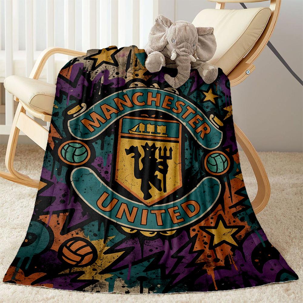 Manchester Fan Art Blanket Soft Warm Cozy Great for Picnics Chair Bed Four Seasons Multipurpose Modern Style Unique Gift for Family and Friends Campin