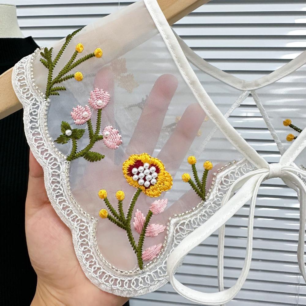 Clothing Accessories Women's Lace Collar Flower Sweet Tied Cloak Fake False Collars Lace Up Shawl