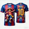 One Piece Luffy x Messi  Football Jersey, Anime PrintedShort Sleeve T-Shirt For Sports Fans Casual Street Daily Wear