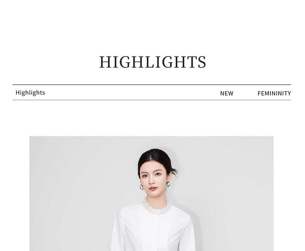 French White Women's Flare Sleeve Lace Top - Casual Long Sleeve Stand Collar Shirt