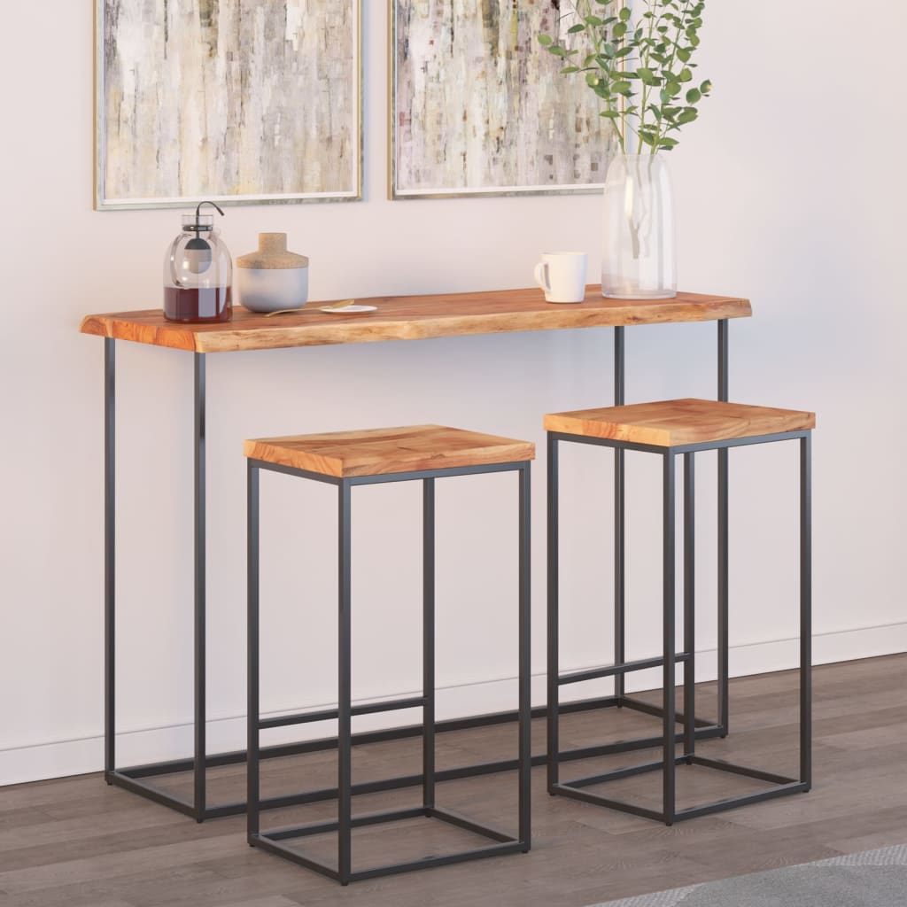 Table Top 110x40x2.5 cm Rectangular Solid Acacia Wood Live Edge