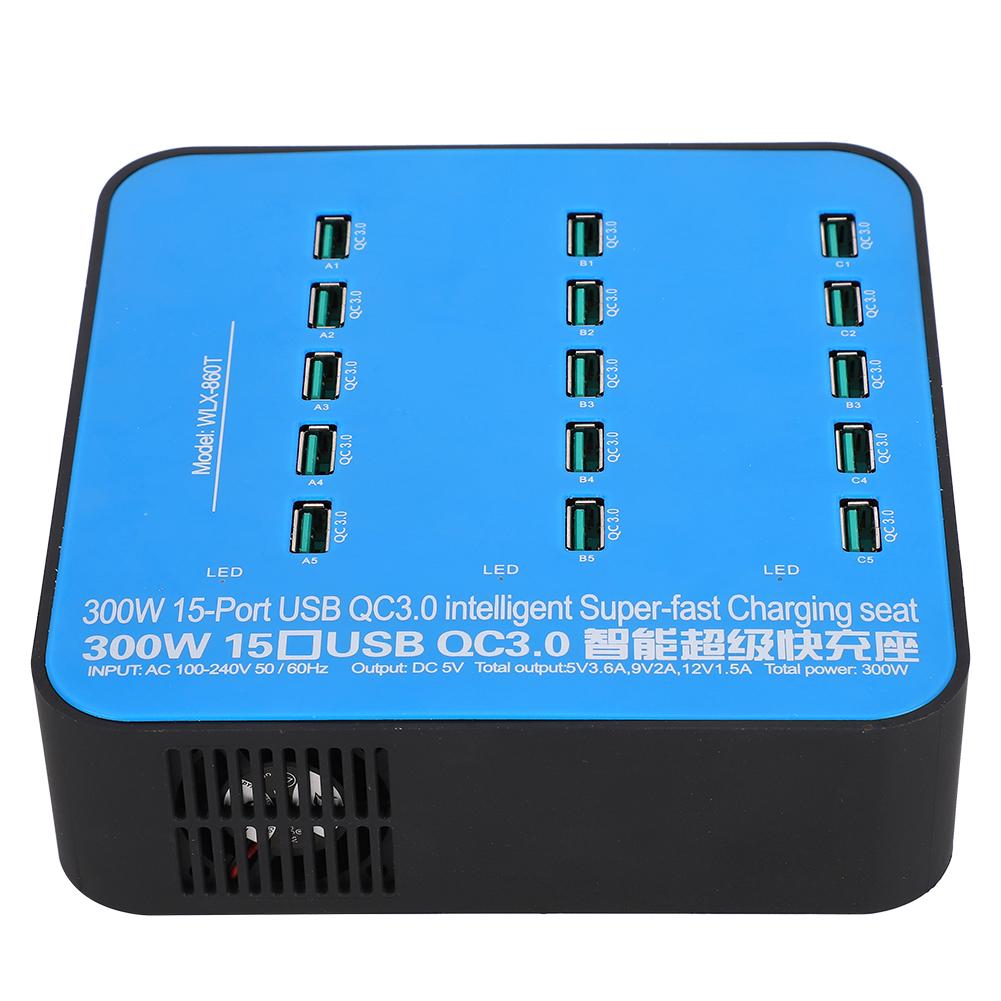 Интеллектуальная зарядная станция USB 15 портов QC3.0 Интерфейс быстрой зарядки 300 Вт
