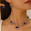 Летний синий вишневый ягодный комплект колье и серег бижутерии ювелирных изделий