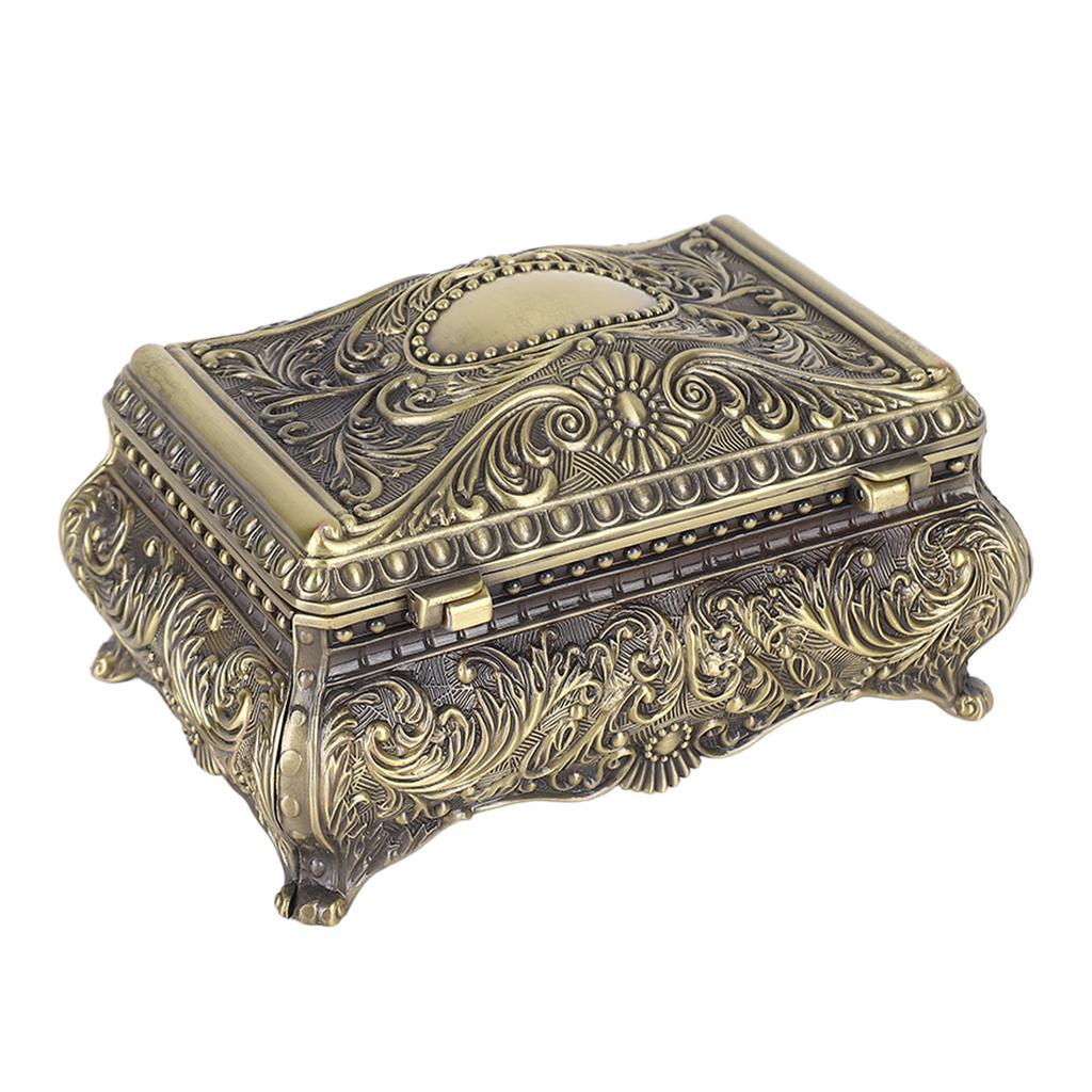 Металлическая шкатулка для украшений Прямоугольная шкатулка для хранения безделушек Винтажная шкатулка для украшений для женщин девушек на день рождения Рождество