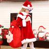 Christmas Santa Sack Large Drawstring Candy Gift Bags 3D Santa Claus Backpack for Santa Costume Holiday Party Supplies Gift Wrap