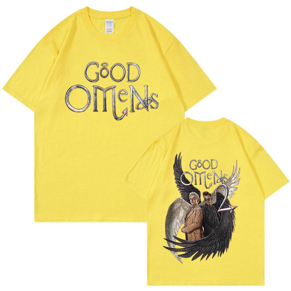 Винтажная графическая футболка Good Omens для мужчин, модная хлопковая футболка с коротким рукавом, унисекс, повседневная футболка оверсайз, уличная одежда Харадзюку