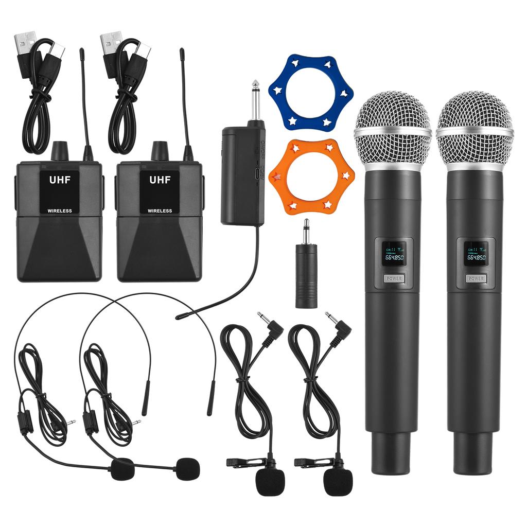 Wireless Microphone Professional UHF Wireless Mic System Handheld Dual Microphone with Receiver