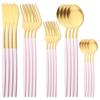 20Pcs Pink Gold Dinnerware Set Stainless Steel Flatware Cutlery Matte Knives Dessert Fork Spoon Tableware Set Kitchen Silverware