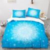Snowflake Duvet Cover Winter Theme Geometric Pattern Microfiber Blue Floral Quilt Cover for Girl Children Christmas Decorations