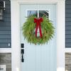 16 Inch Real Touch Norfolk Pine Christmas Wreath for Front Door Faux Cedar Greenery Wreath with Pine Cones And Bows for Wall Window Farmhouse Outdoor