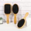 Natural Boar Bristle Oval Hair Brush Comb Head Scalp Massage Wood Handle