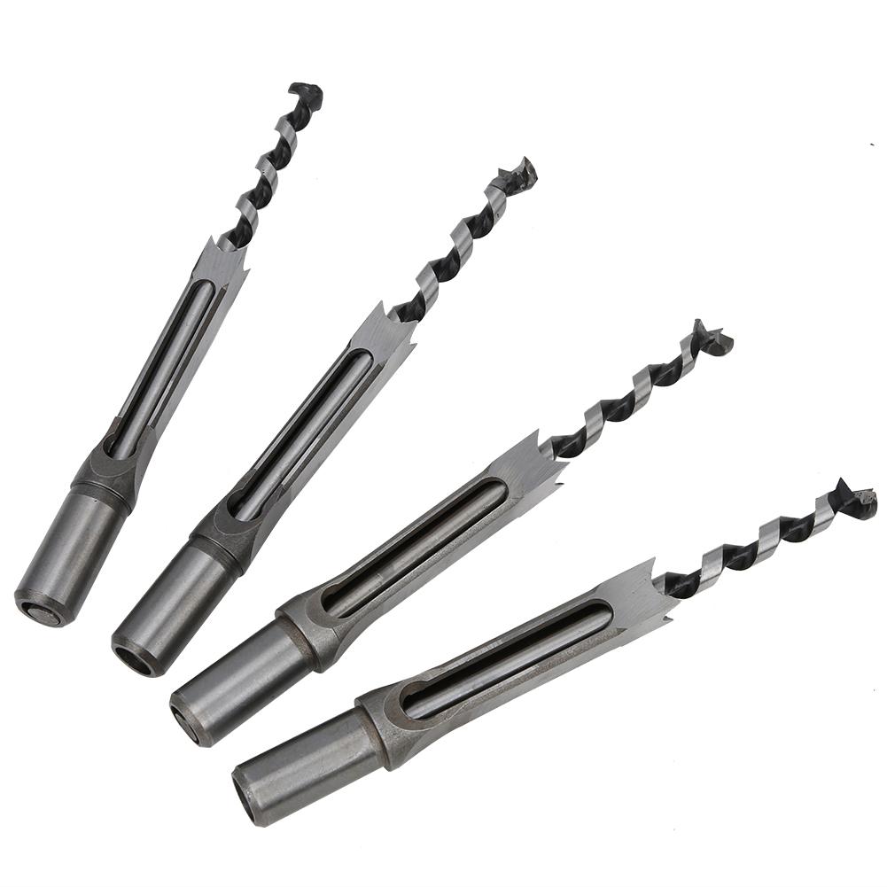 4pcs Set 12.7‑16mm Woodworking Square Hole Drill Bits Bearing Steel Square Hole Drill Bits