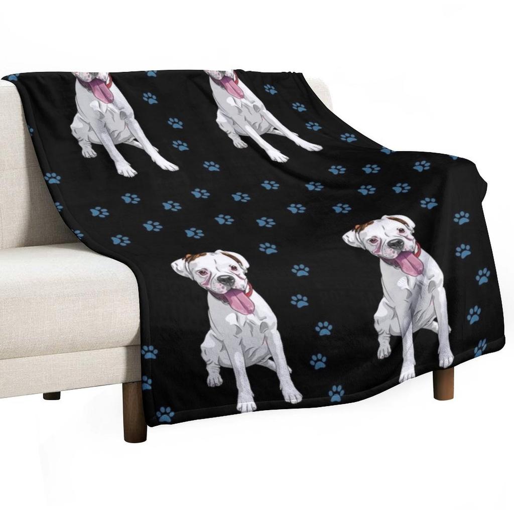 Белый боксер милый узор Плед манга Полар Роскошные Одинарные Одеяла