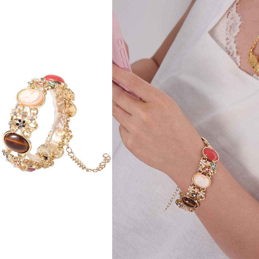 Rhinestone Baroque Bracelet Resin Women's Hand Bracelet Retro Enamel Bangle  Women Girl