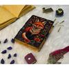 Forest Fox Leather Journal – Handmade Vintage Diary with Autumn Flowers & Deckle Edge Paper Antique Lock – Grimoire Journal – Book of Shadow