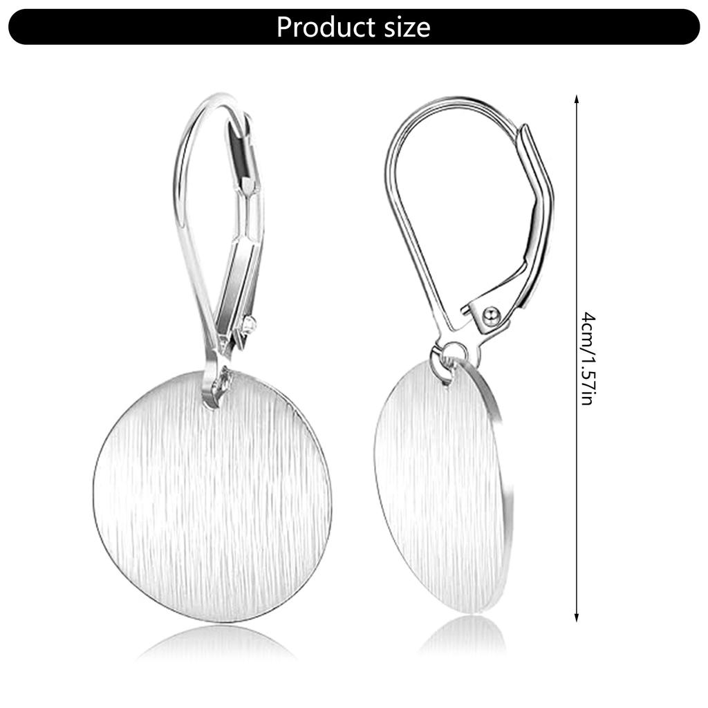 Round Geometric Drop Earrings Gold/Silver Tone Circle Disc Coin Flat Brushed Drop Earring for Fashionable Women