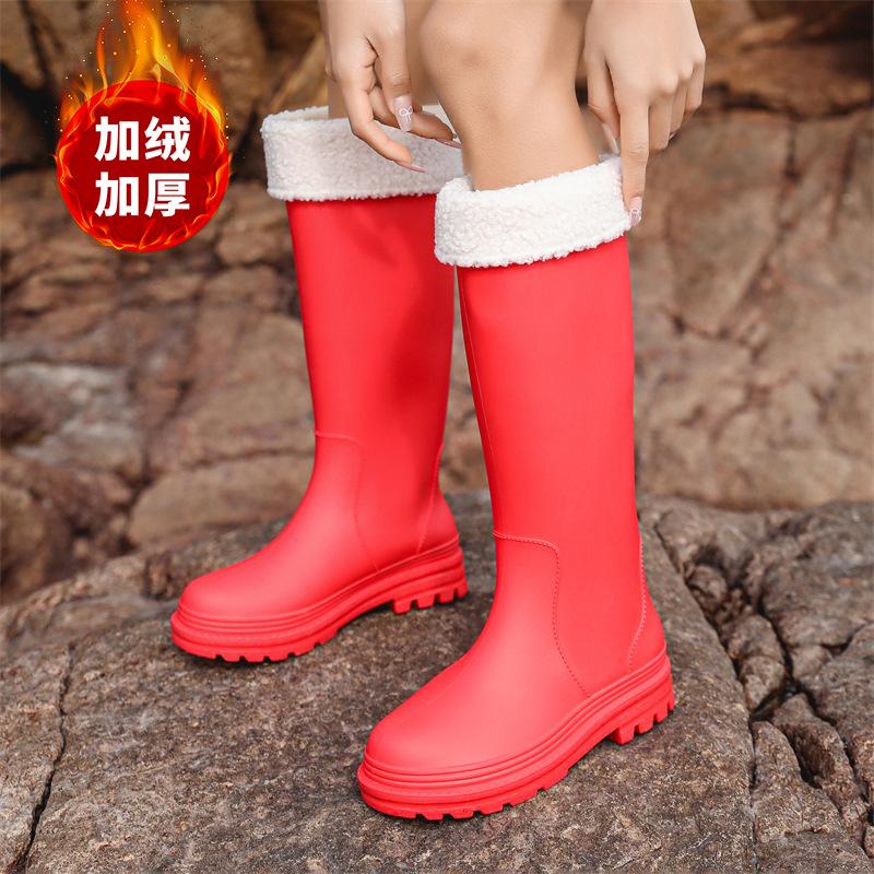 Весенне-осенние изысканные женские забродные сапоги с высоким голенищем, женские приморские дождевые туфли, модные резиновые сапоги, сапоги с высоким голенищем, резиновые сапоги на толстой подошве
