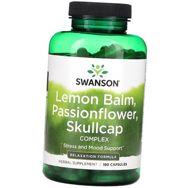 Растительный комплекс от стресса, Lemon Balm, Passionflower, Skullcap Complex, Swanson 180капс (71280335)