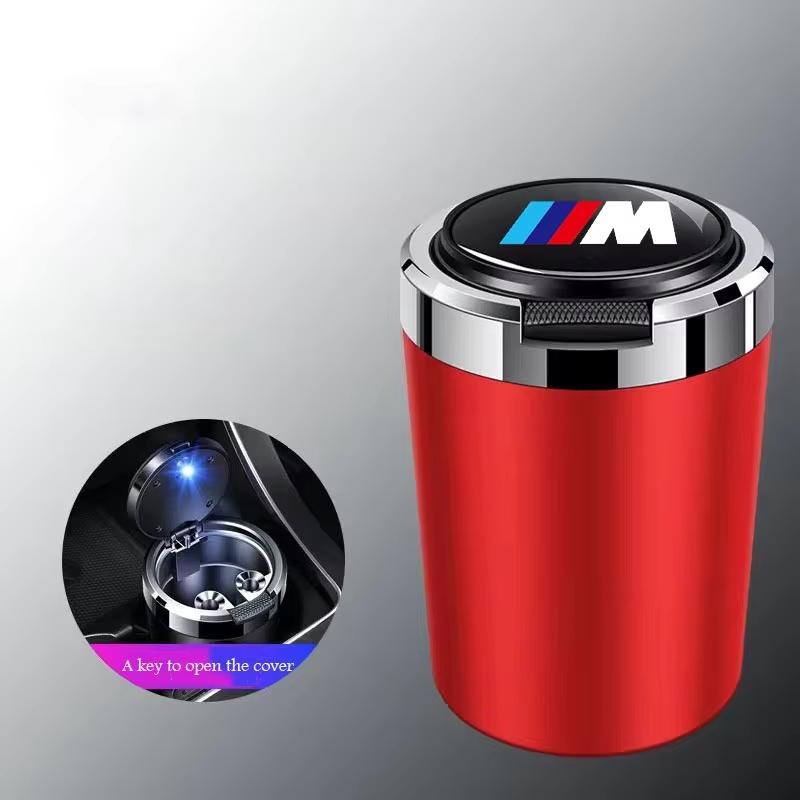 LJEEG1 2026 Car Sticker Car Ashtray Cigarette Butt Holder Container Accessories for BMW M X5 X1 X3 X2 X6 X7 X4 Portable One-Button Open