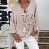 Plus Size Women Casual Long Sleeve Floral Print Loose V-neck Shirt Blouse Top
