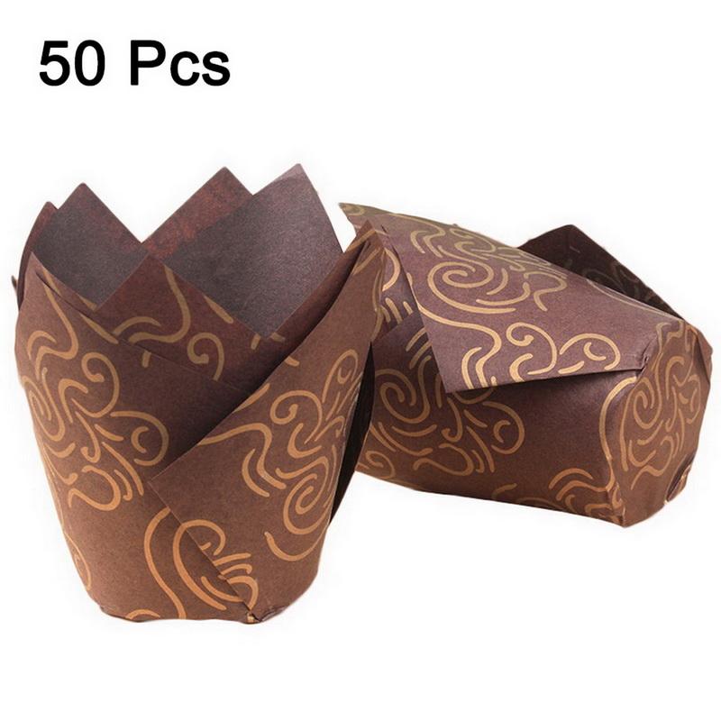 Бумажный формочек для кексов, формочек для выпечки, для свадебных вечеринок, кексов-тюльпанов, бумажных стаканчиков для кексов, маслостойких оберток для тортов