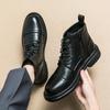 Pointed Toe Men's Low Top Shoes New Arrival Men's Ankle Boots Outdoor Lace-Up Male Casual Shoes All-match Leather Walking Boots