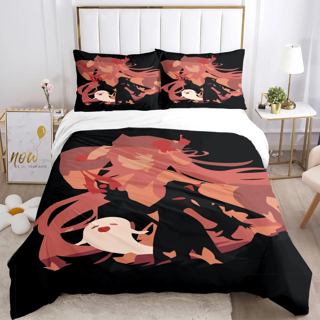 Genshin Impact Print Комплект постельного белья из трех предметов Модные изделия для детей и взрослых для кроватей Пододеяльники Наволочки Комплект постельного белья