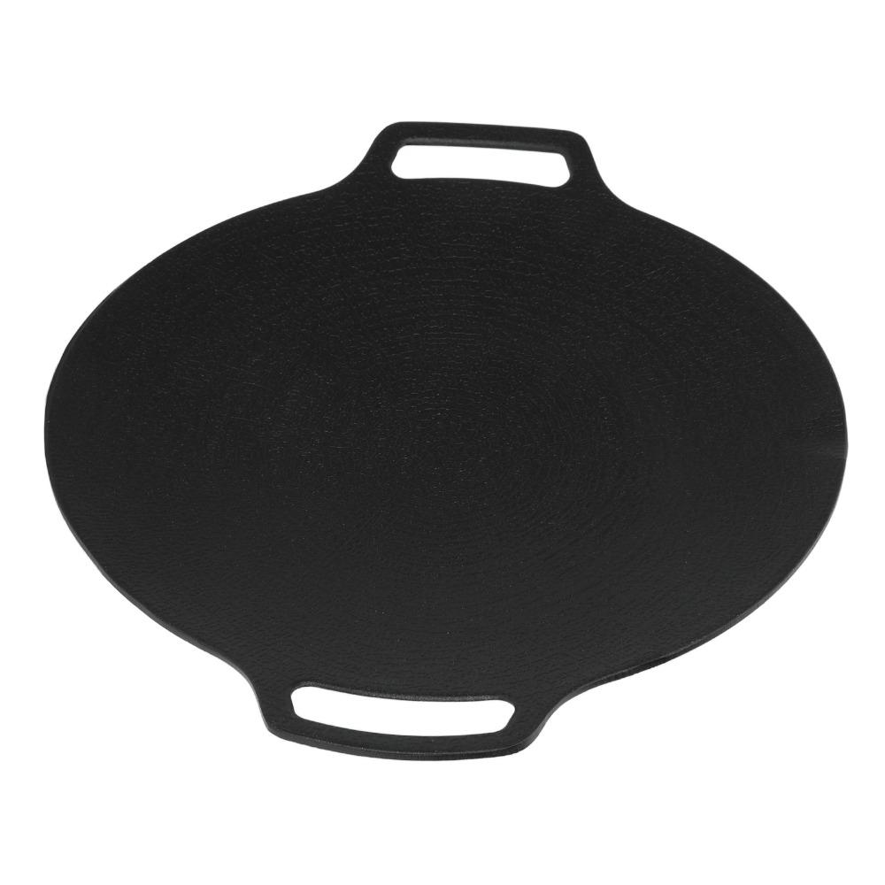 Double Handle BBQ Griddle Black Round Griddle Pan Durable Non Stick Grill Pan Outdoor Camping