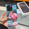 Clear Square Back Tube Case Protection For iPhone 13 12 16 ProMax 11 14 Pro Max 15 Plus Anti-Oxygen,Large Flamingo Pattern Casing