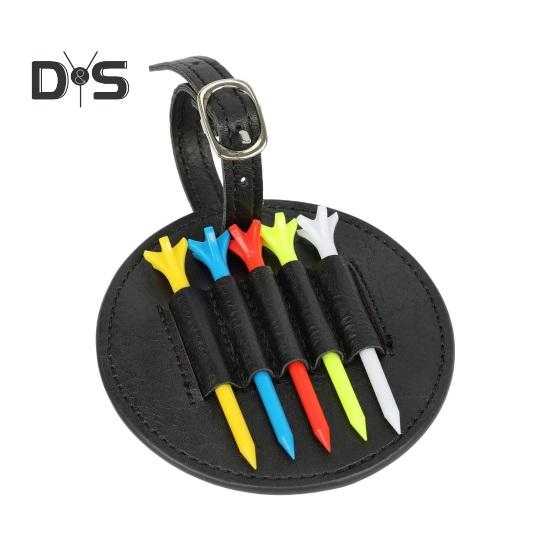 Golf Tee Bag Faux Leather Golf Tee Pouch Bag with 5 Tees Golf Accessory Carry Case Tees Organizer Holder for Men