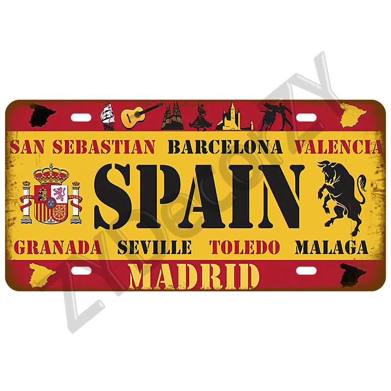 Plaque Israel Spain France Home Metal Sign Germany Craft Bar Decor Tin Sign USA Country Flag Tinplate Plate For Wall Restaurant