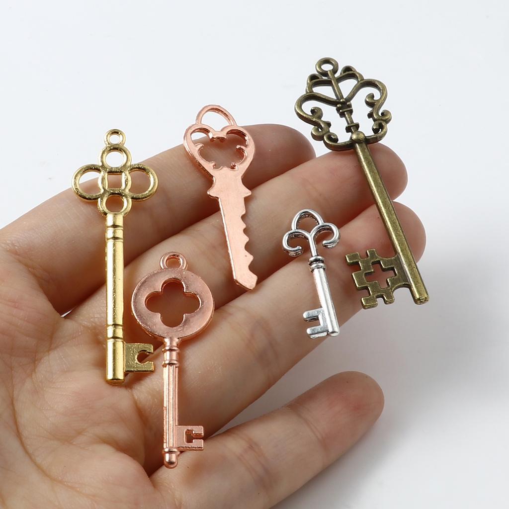 13 PCs/Set Metal Vintage Key Charms Pendants Fixed Mixed Charms For DIY Making Necklace Earrings Jewelry Making