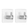 2 PCS Punch Free Adhesive Hook Silver Towel Hook Practical Coat Hook  Space Saving