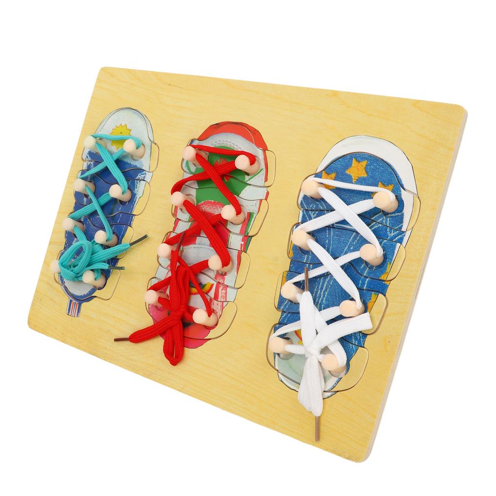 Деревянная игрушка-шнуровка для обуви для малышей и детей, обучающий набор для завязывания шнурков, тренировочная доска для завязывания обуви
