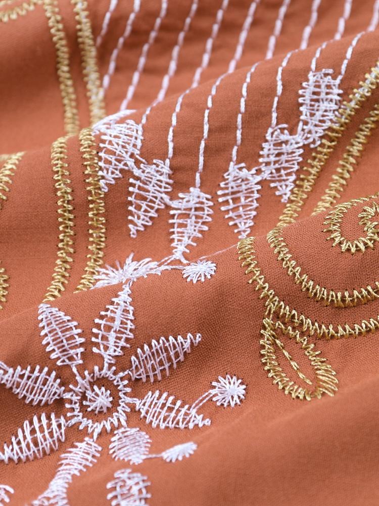 EDOLYNSA Embroidered Women's Kaftan Robe Caftan Fashion Holiday Dress Loose Cozy Bathing Suit Cover Up Lounge Wear House Dress Wrap Q1653